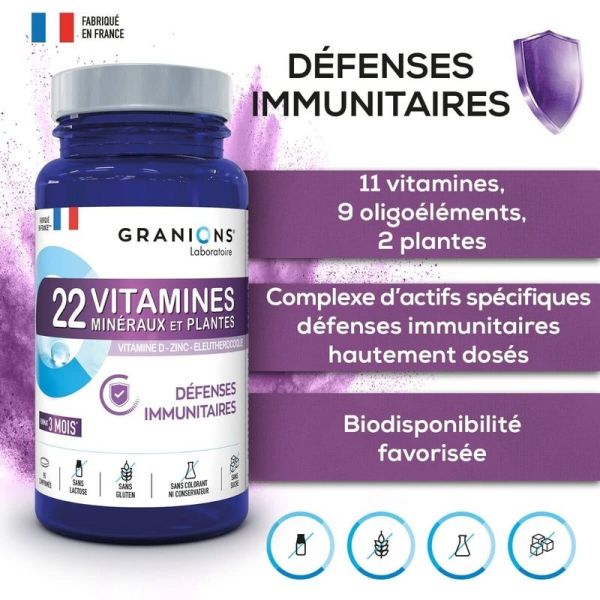 22 Vitamines Minéraux et Plantes - 90 comprimés