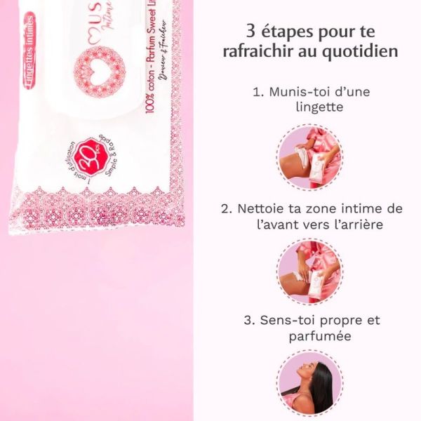 Lingettes Intimes Sweet Litchi - 30 lingettes