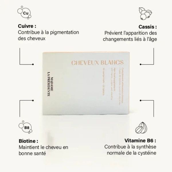 Compléments Alimentaires Cheveux Blancs - 30 comprimés