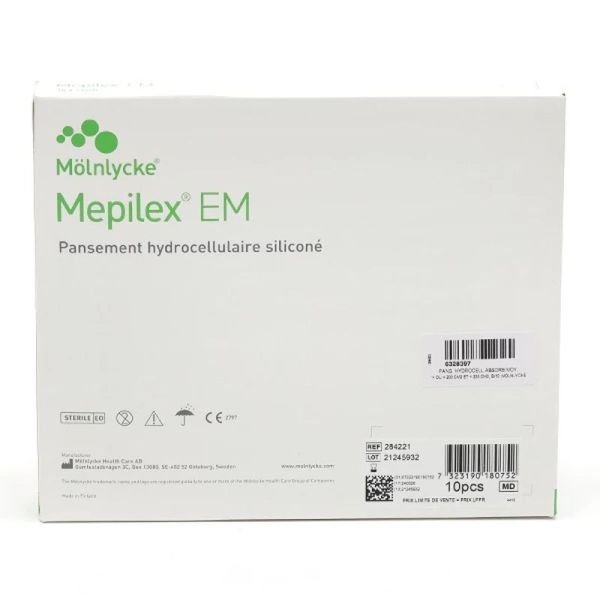 EM pansement hydrocellulaire - 7,5 cm x 8,5 cm, 10 unités