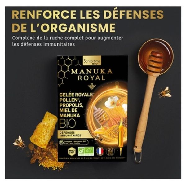 Gelée Royale Pollen Propolis Miel de Manuka - 20 Ampoules