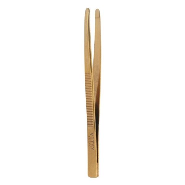 Pince à épiler prestige inox dorée - Mors biais