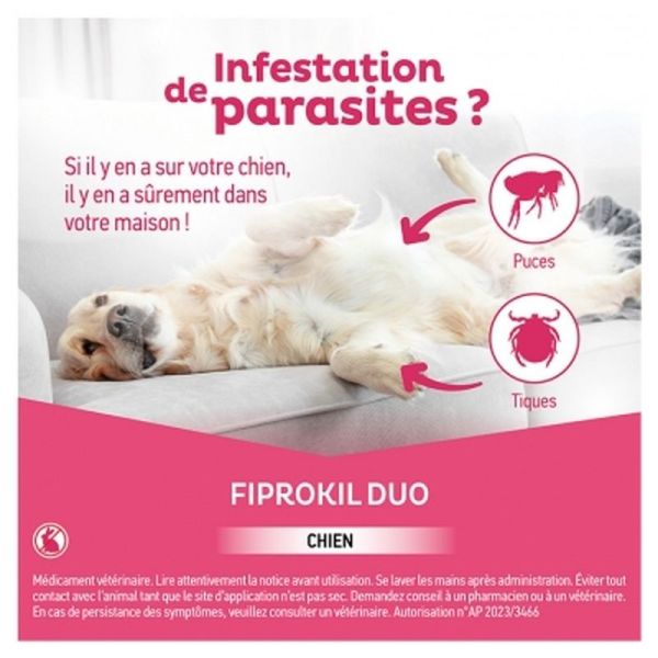 Fiprokil Duo Spot-On Chien 40-60kg - 4x4.02ml