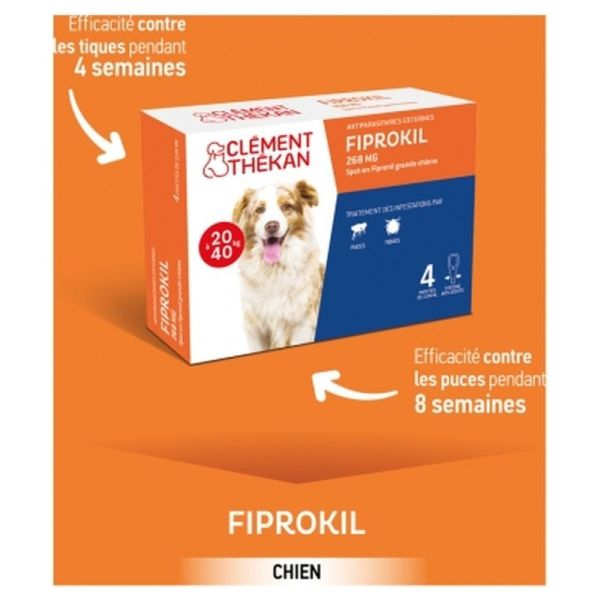 Fiprokil Spot On Chien 20-40kg - 2,68ml x4 pipettes