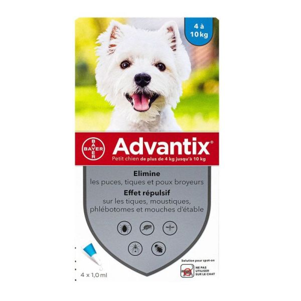 Advantix Petit Chien 4-10kg, 4 pipettes