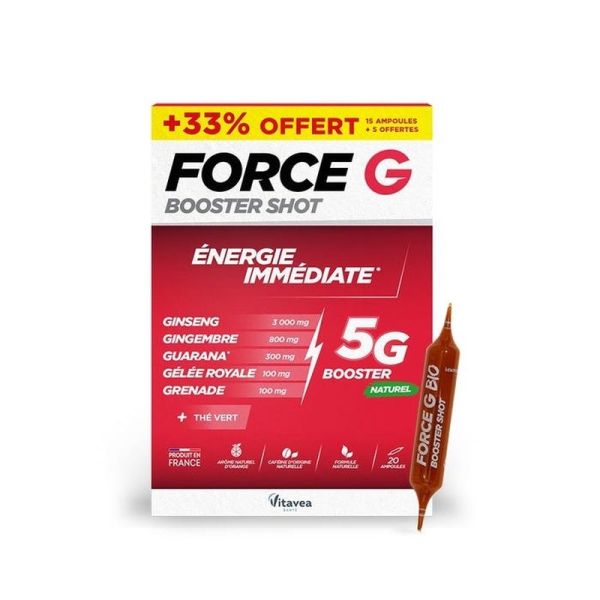 Force G Booster Shot Énergie Immédiate - 20 ampoules de 10 ml