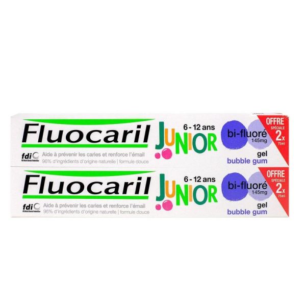 Fluocaril Junior Dentifrice bubble 6-12 ans - Lot de 2 x 75ml