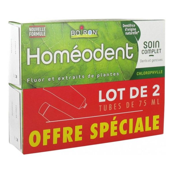 Boiron Homéodent Soin Complet Dents et Gencives  Arôme : Chlorophylle - Lot de 2 x 75 ml