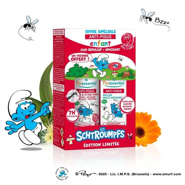 Coffret Duo Répulsif & Apaisant Anti-Pique Schtroumpfs - Spray 75ml & Roller 5ml