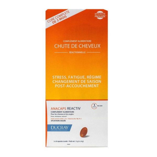 Ducray Anacaps Reactiv Chute de Cheveux Réactionnelle - 3 x 30 Capsules