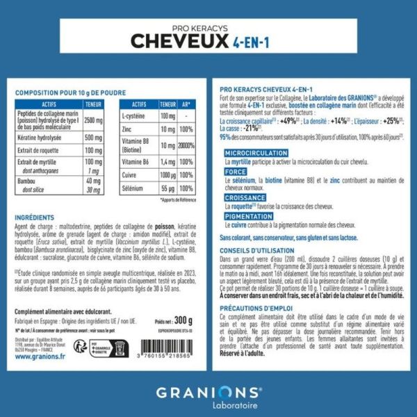 Pro Keracys Collagène cheveux 4-EN-1 Poudre - 200 ml