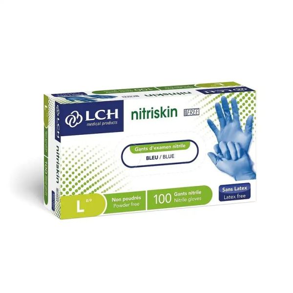 Gants Nitrile Non Poudrés Sans Latex - L - 100 gants