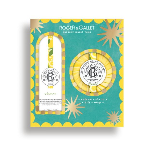Roger & Gallet Coffret Eau parfumée bienfaisante cédrat 30ml et savon 100g
