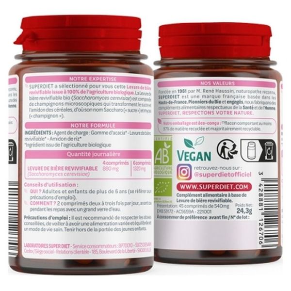 Levure de bière revivifiable Bio - 45 comprimés