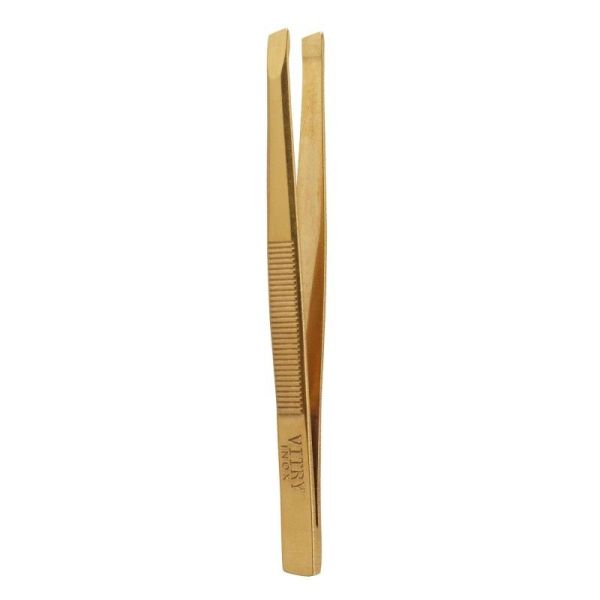 Pince à épiler prestige inox dorée - Mors biais