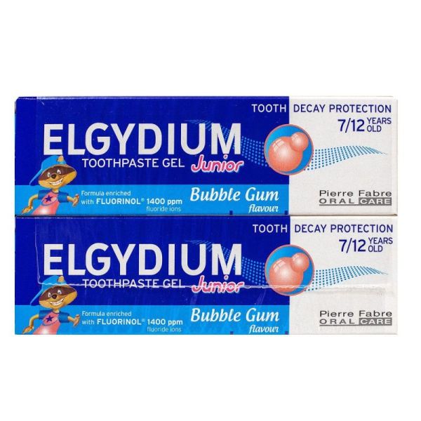 Elgydium Junior Gel Dentifrice Bubble Gum - 2x50 ml