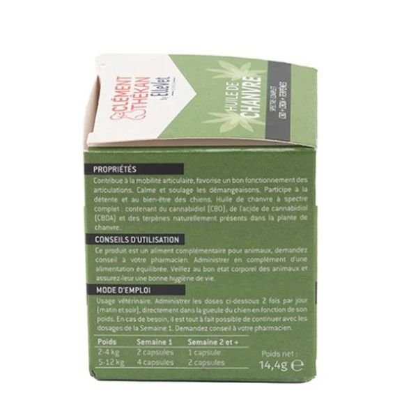 Huile de chanvre pour chien 2 à 12 kg - 45 capsules