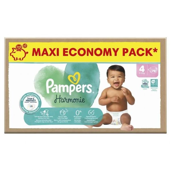 Harmonie Couches bébé Taille 4 Maxi Pack - 78 couches