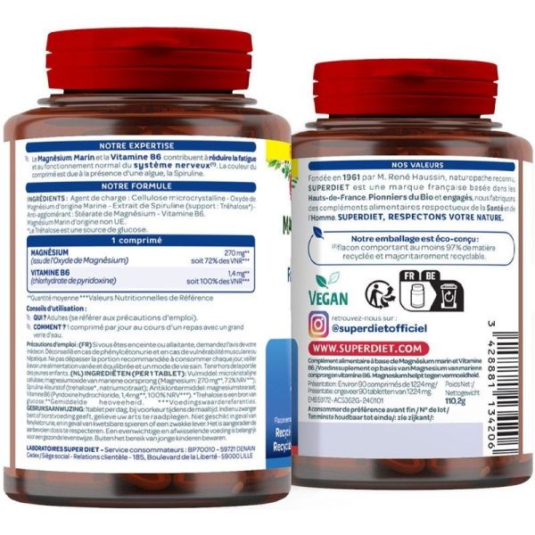 Magnésium marin et Vitamine B6 - 90 comprimés