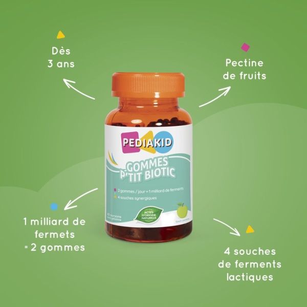 Gommes P'tit Biotic - Goût Pomme - 60 gommes