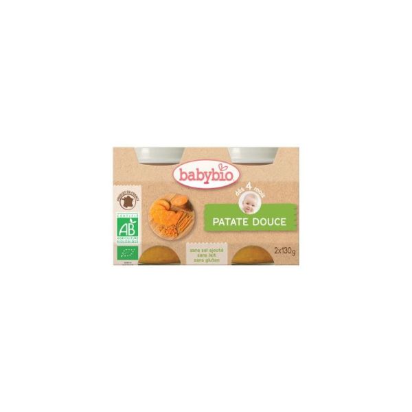 BABYBIO Petits pots bébé dès 4 mois patate douce - 2 pots de 130 g