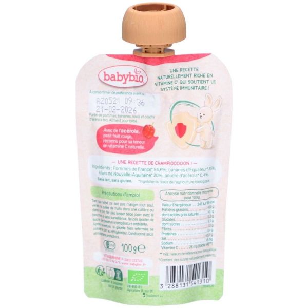 Immunité Gourde Pomme Banane Kiwi Acérola - 100g