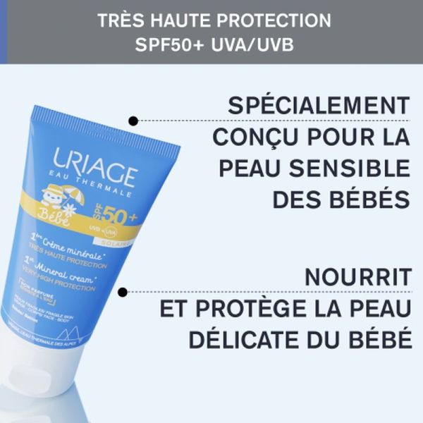 Protection solaire BÉBÉ - 1ÈRE CRÈME MINÉRALE SPF50+ - 50 mL