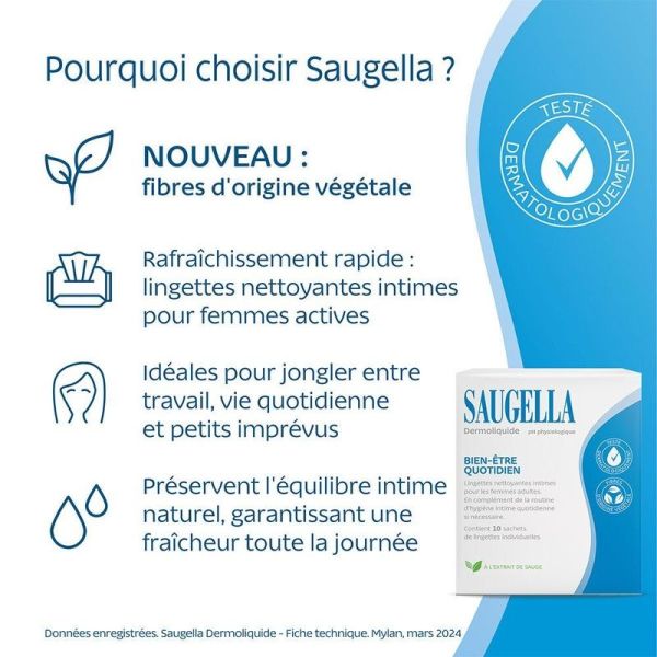 Dermoliquide Lingettes Nettoyantes Intimes - 10 lingettes