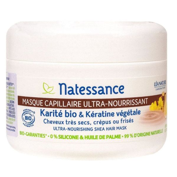 Natessance Masque Capillaire Ultra-Nourrissant Karité Bio & Kératine Végétale Bio - 200ml