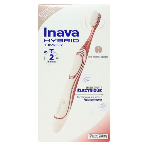 Inava Hybrid Timer Brosse à Dents Electrique Edition Limitée Rose et Blanc - 1 unité 