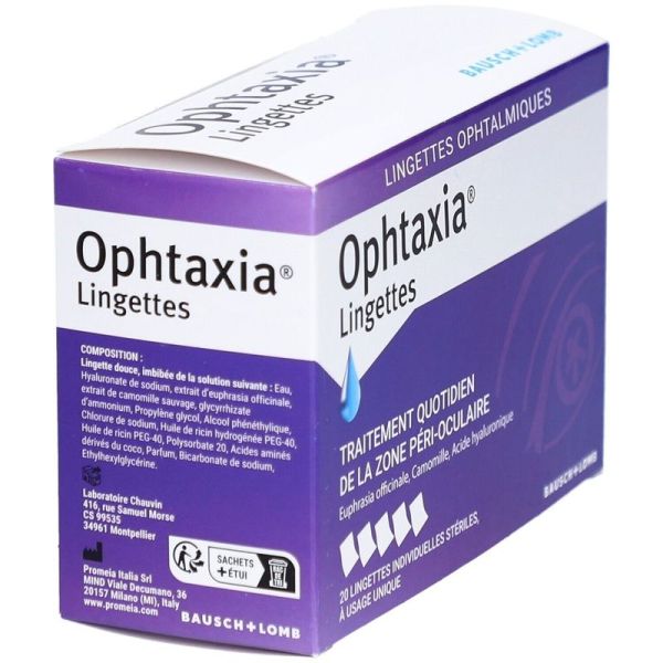 Ophtaxia Lingettes Soin Paupières Cils - 20 unités
