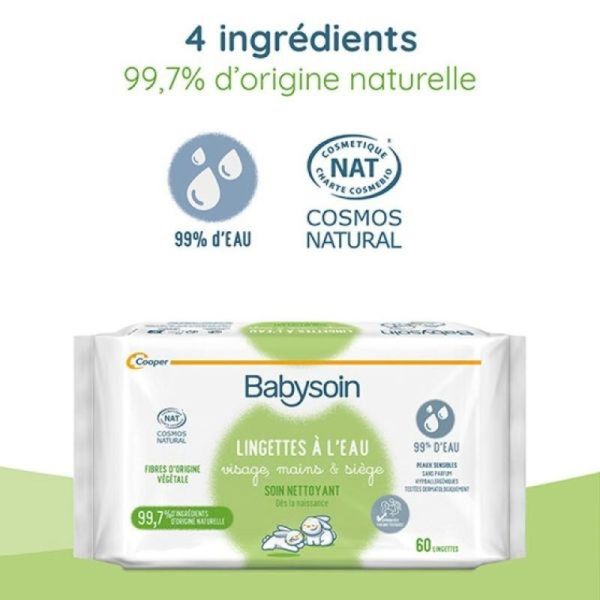 Lingettes Nettoyantes à l'Eau - 4x60 lingettes
