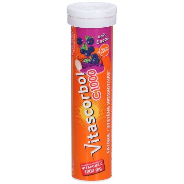 C1000 Comprimés Effervescents Sans Sucre Cassis - 15 comprimés