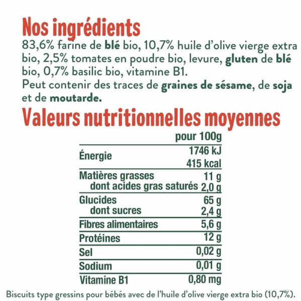 Mini-baguettes à la tomate et au basilic - 70gr