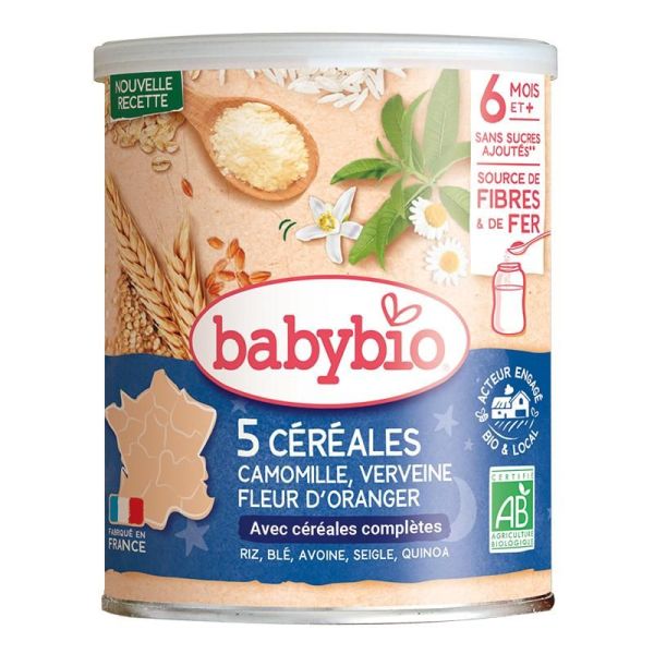 Céréales Infantiles 5 Céréales Verveine Fleur d'Oranger Camomille - 220g