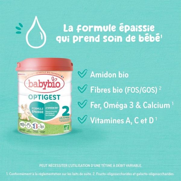 Optigest 2 Formule Épaissie de 6 à 12 Mois Bio - 800 g