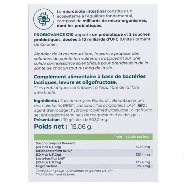 Probiovance D10 - 30 gélules