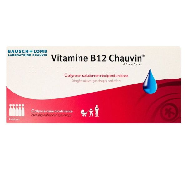 VITAMINE B12 CHAUVIN 0,2 mg/0,4 ml, collyre en solution en récipient unidose