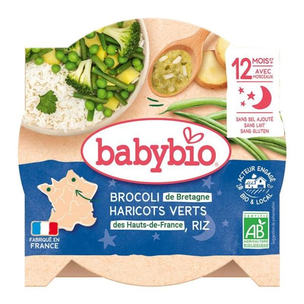 Menus Du Soir Brocoli de Bretagne Haricots verts de Vendée Riz - 230g