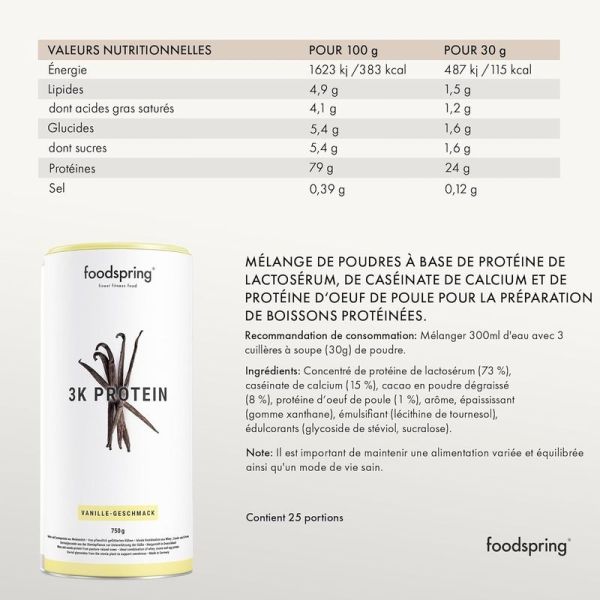 3K Vanillé Whey en poudre - 750g