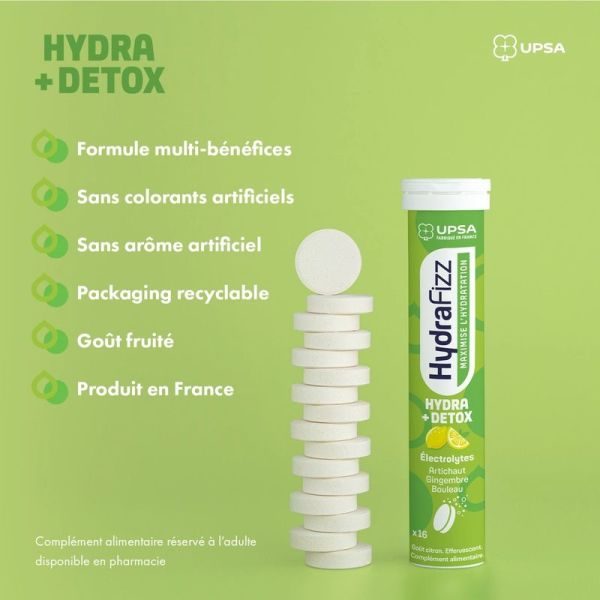 HydraFizz Hydra Sans Sucre goût citron - 16 comprimés effervescents