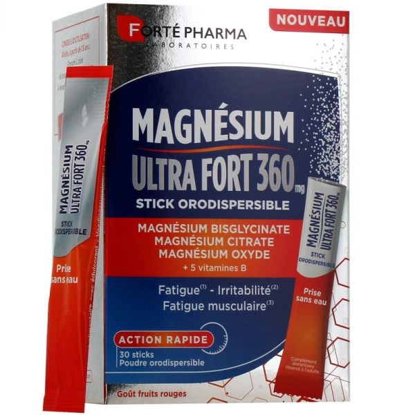 Magnésium Ultra Fort 360 mg - 30 sticks orodispersibles