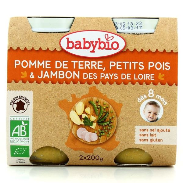 Menus Pomme de terre du Centre-Val de Loire Petits pois Jambon de nos régions - 2x200g