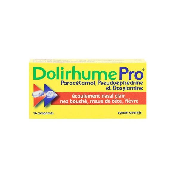 DOLIRHUMEPRO PARACETAMOL, PSEUDOEPHEDRINE ET DOXYLAMINE, 16 comprimés