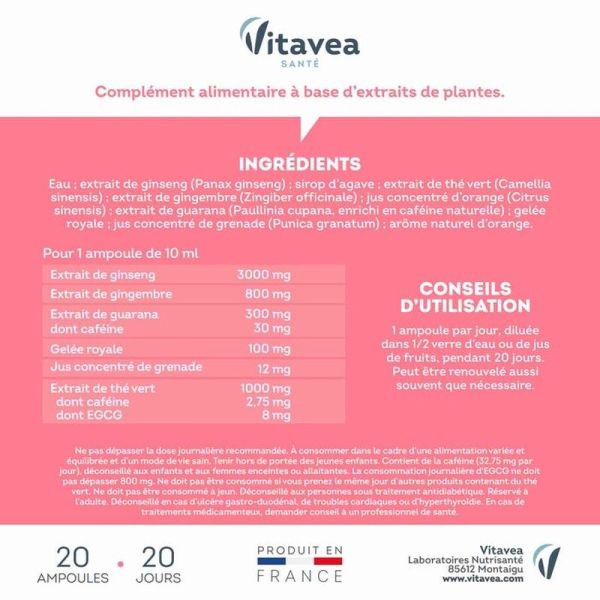 Force G Booster Shot Énergie Immédiate - 20 ampoules de 10 ml