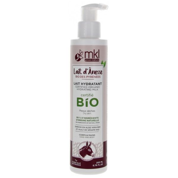 MKL Green Nature Lait d'Ânesse Bio du Gers Lait Hydratant Corps et Mains - 200 ml