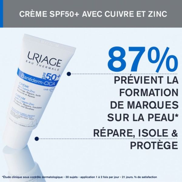 Soins spf BARIÉDERM-CICA Crème SPF50+ au Cuivre-Zinc - 40ml