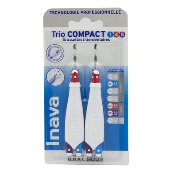 Trio Compact Brossettes Interdentaires - Blister 2 manches + 6 brossettes