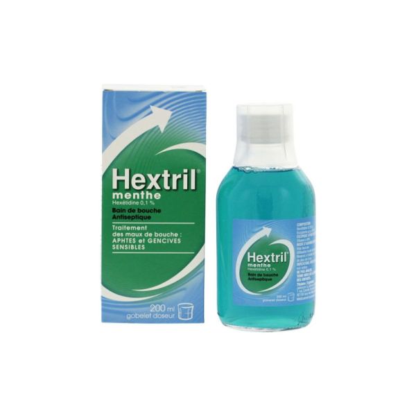 HEXTRIL MENTHE 0,1 POUR CENT, solution pour bain de bouche - 200 ml