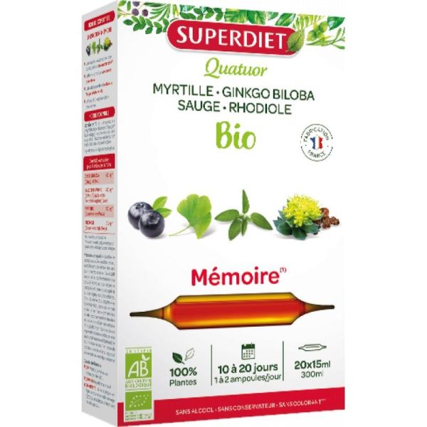 Quatuor Mémoire Bio - 20 ampoules